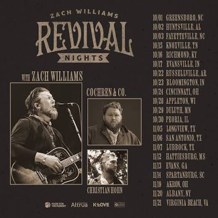 Zach Williams tour poster — 2026 & 2027